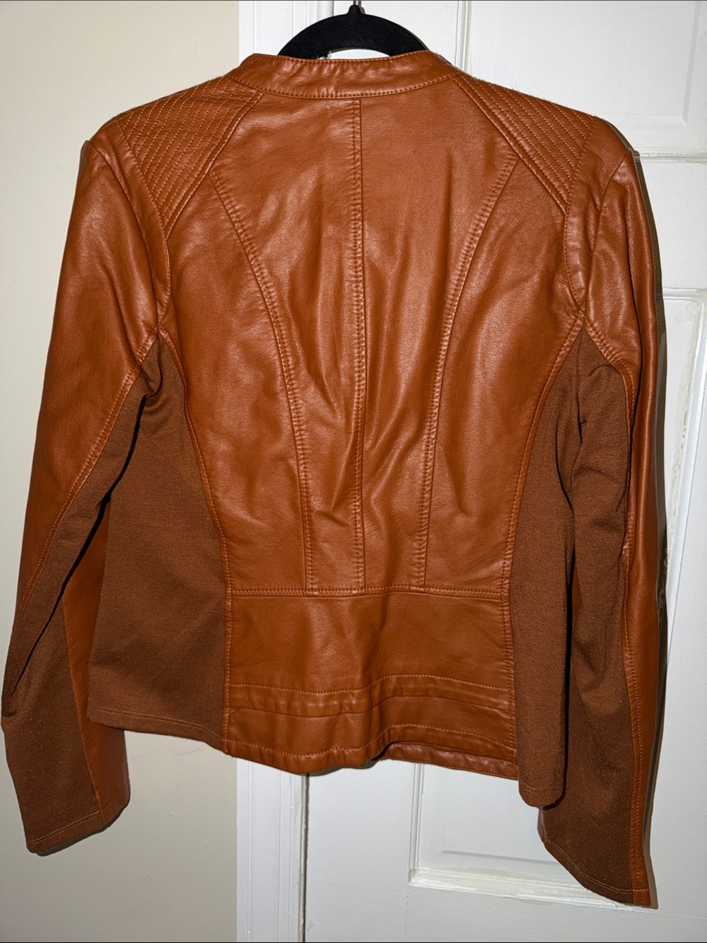 Express Women's Cognac Faux Leather Moto Jacket - Picture 3 of 3